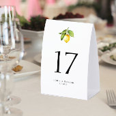 Plaque De Table Numéro de table de mariage au citron