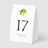Plaque De Table Numéro de table de mariage au citron (Verso)