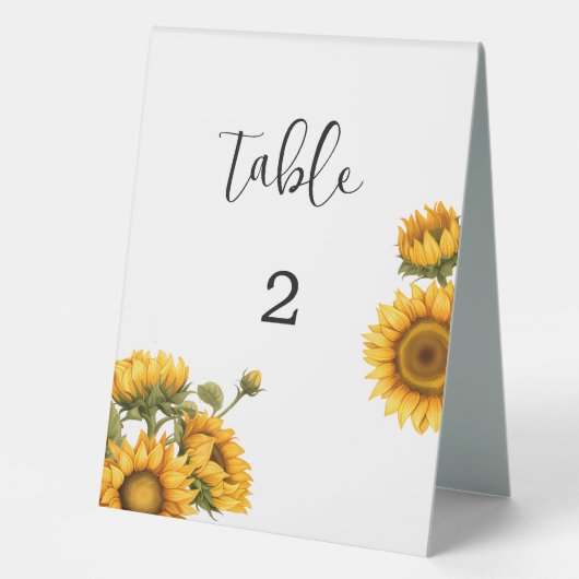 Plaque De Table Numéro de table de mariage aux tournesols ensoleil (Recto)