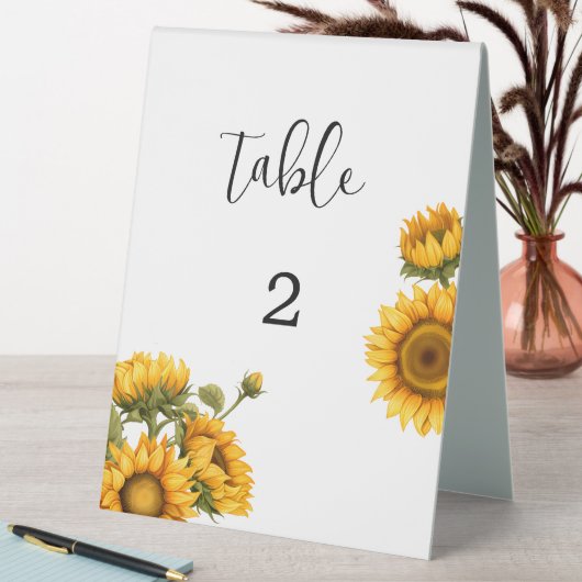 Plaque De Table Numéro de table de mariage aux tournesols ensoleil (En SItu (Tableau))
