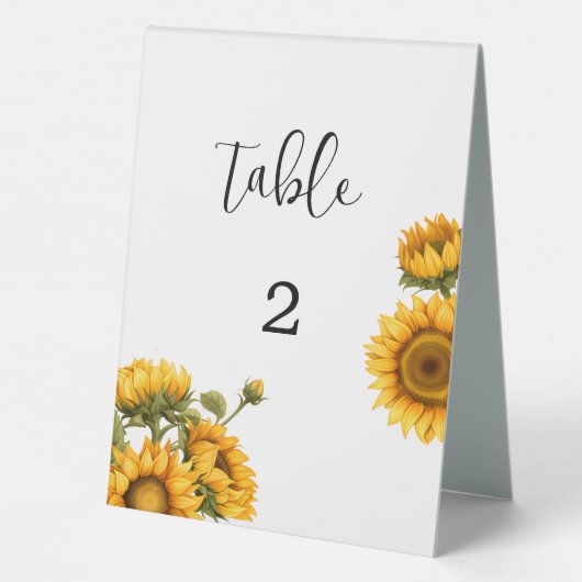 Plaque De Table Numéro de table de mariage aux tournesols ensoleil (Verso)