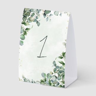Plaque De Table Numéro de table de mariage avec feuillage d'eucaly