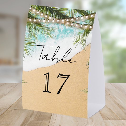 Plaque De Table Numéro de table de mariage avec lumières de palmie
