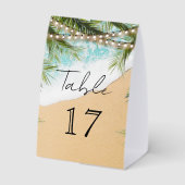 Plaque De Table Numéro de table de mariage avec lumières de palmie (Verso)