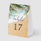 Plaque De Table Numéro de table de mariage avec lumières de palmie (Recto)