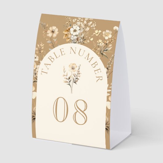 Plaque De Table Numéro de table de mariage bohème aux fleurs sauva (Recto)