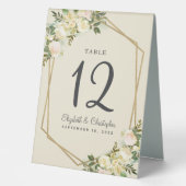 Plaque De Table Numéro de table de mariage cadre rose doré floral (Recto)