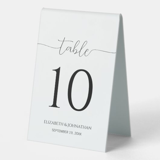 Plaque De Table Numéro de table de Mariage de script minimal simpl (Verso)