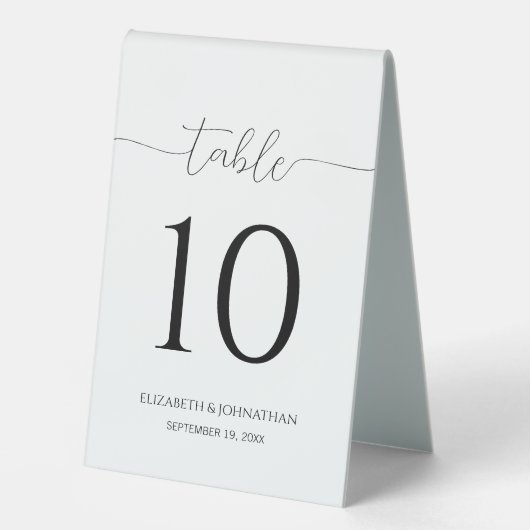 Plaque De Table Numéro de table de Mariage de script minimal simpl (Recto)