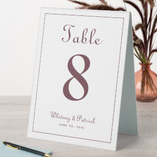 Plaque De Table Numéro de table de mariage Élégant Bordeaux Classi
