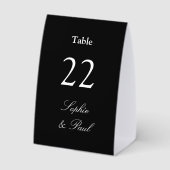 Plaque De Table Numéro de table de mariage élégant noir (Verso)