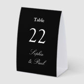 Plaque De Table Numéro de table de mariage élégant noir (Recto)