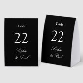 Plaque De Table Numéro de table de mariage élégant noir (Recto/verso)