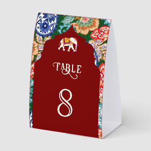 Plaque De Table Numéro de table de mariage éléphant rouge de l'art