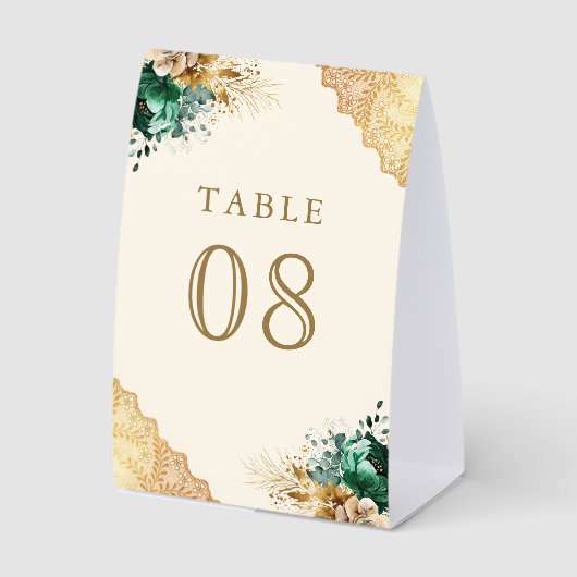 Plaque De Table Numéro de table de mariage en crème de dentelle fl (Recto)