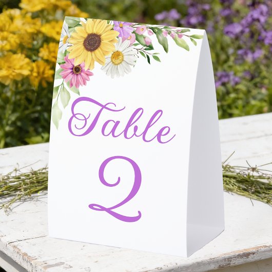 Plaque De Table Numéro de table de mariage floral Boho tournesol