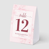 Plaque De Table Numéro de table de mariage floral rose pastel Boho (Verso)