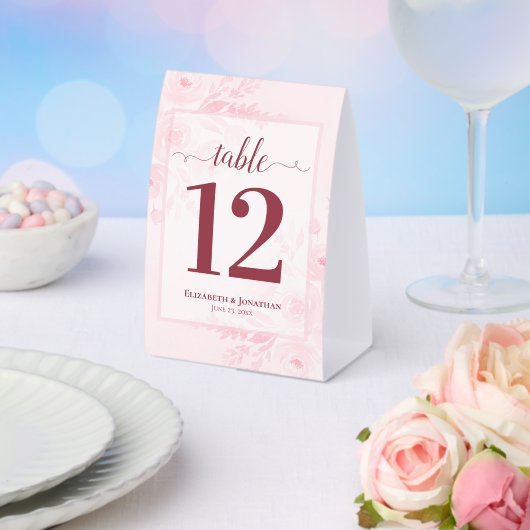 Plaque De Table Numéro de table de mariage floral rose pastel Boho (Insitu (mariage))