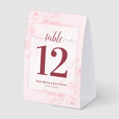Plaque De Table Numéro de table de mariage floral rose pastel Boho (Recto)