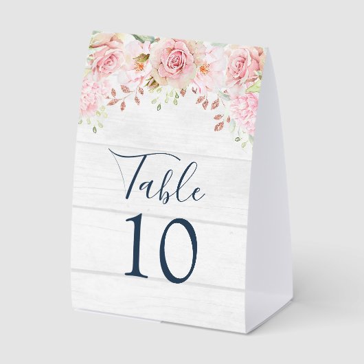 Plaque De Table Numéro de table de mariage floral rose rustique de (Recto)