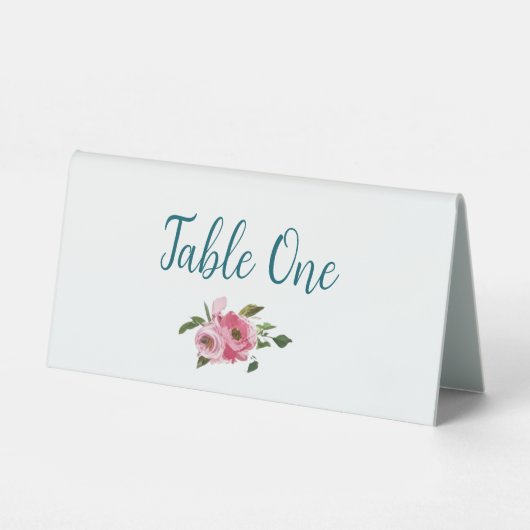Plaque De Table Numéro de table de mariage floral rose vif (Recto)