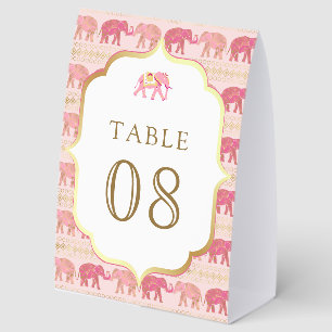 Plaque De Table Numéro de Table de Mariage Indien à l'Éléphant Ros