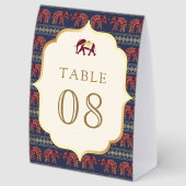 Plaque De Table Numéro de Table de Mariage Indien Éléphant Bourgog (Arrière)
