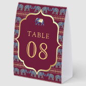 Plaque De Table Numéro de table de mariage indien éléphant de Bour (Arrière)