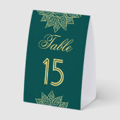 Plaque De Table Numéro de table de mariage indien Mehendi vert de (Verso)