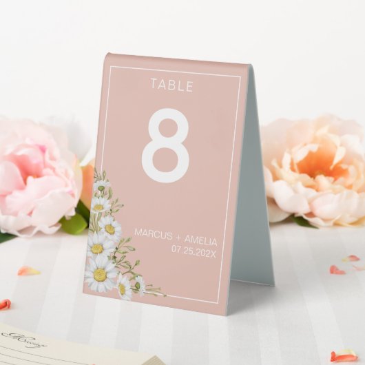 Plaque De Table Numéro de table de mariage moderne avec fleurs de  (In SItu (Mariage))