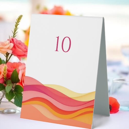 Plaque De Table Numéro de table de mariage moderne avec vagues de 