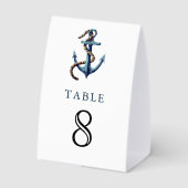 Plaque De Table Numéro de table de mariage nautique corde d'ancre  (Verso)