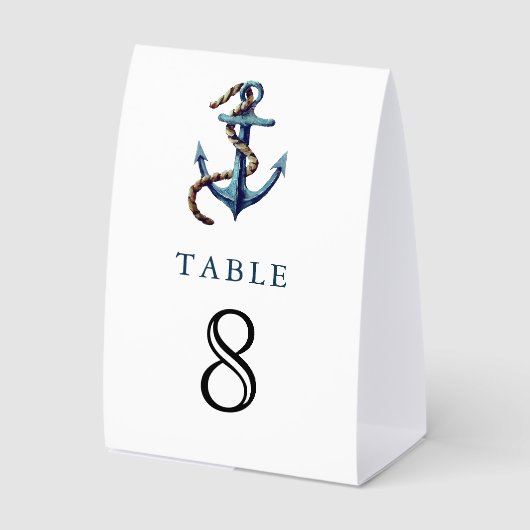 Plaque De Table Numéro de table de mariage nautique corde d'ancre  (Recto)