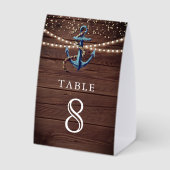 Plaque De Table Numéro de table de mariage nautique en bois Navy A (Verso)