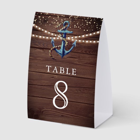 Plaque De Table Numéro de table de mariage nautique en bois Navy A (Recto)