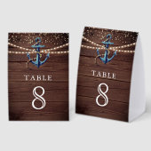 Plaque De Table Numéro de table de mariage nautique en bois Navy A (Recto/verso)