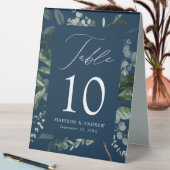 Plaque De Table Numéro de table de mariage Navy à verdure abondant (En SItu (Tableau))