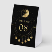 Plaque De Table Numéro de table de mariage Phases de la Lune Noire (Verso)