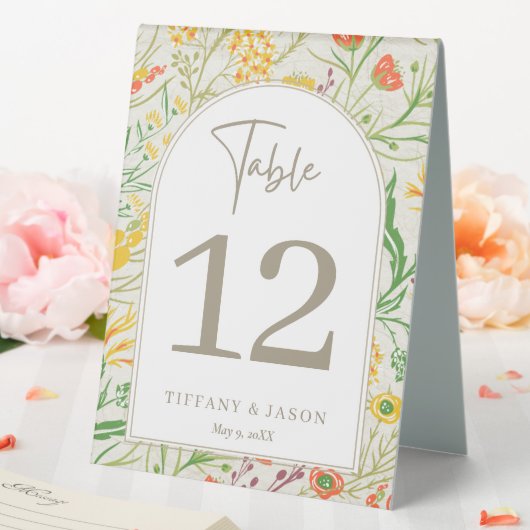 Plaque De Table Numéro de table de mariage Prairie Fleurie (In SItu (Mariage))