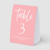 Plaque De Table Numéro de table de mariage rose tendre (Verso)