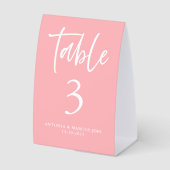 Plaque De Table Numéro de table de mariage rose tendre (Recto)