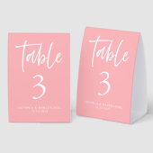 Plaque De Table Numéro de table de mariage rose tendre (Recto/verso)