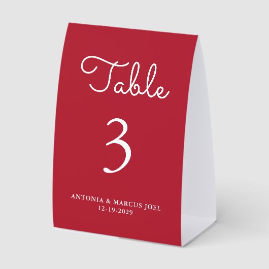 Plaque De Table Numéro de table de mariage rouge de Noël (Recto)