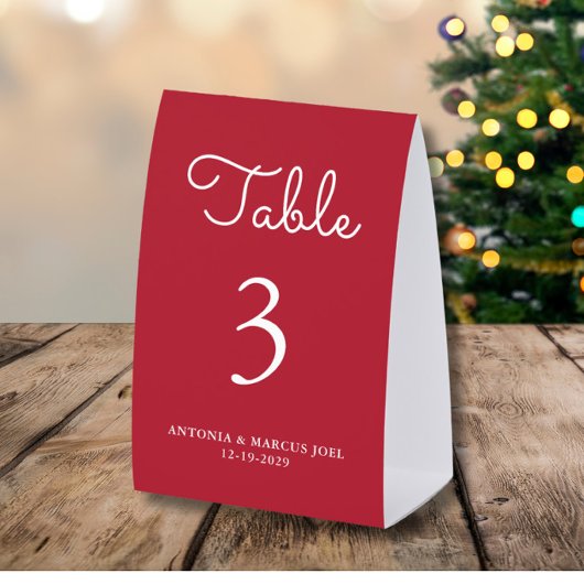 Plaque De Table Numéro de table de mariage rouge de Noël