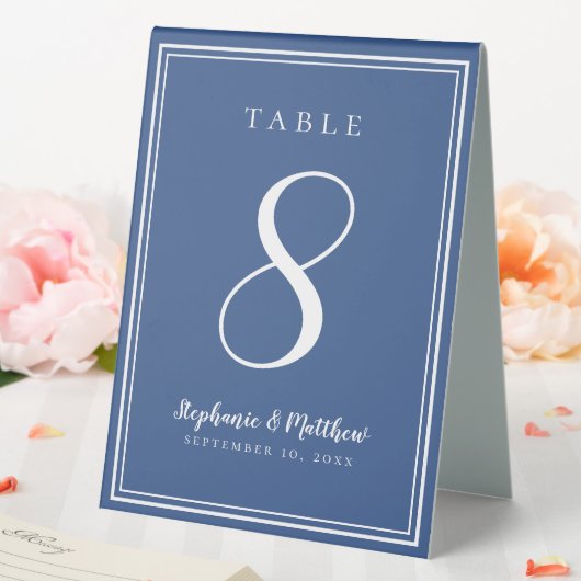 Plaque De Table Numéro de table de mariage simple bleu et blanc pe (In SItu (Mariage))