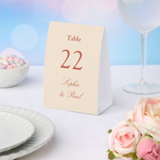 Plaque De Table Numéro de table de mariage Terracotta Script (Insitu (mariage))