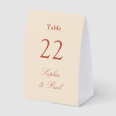 Plaque De Table Numéro de table de mariage Terracotta Script (Recto)