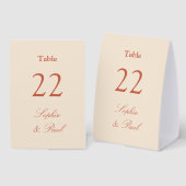 Plaque De Table Numéro de table de mariage Terracotta Script (Recto/verso)