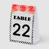 Plaque De Table Numéro de table Derby Roses Rouges Rayures Noires (Recto)