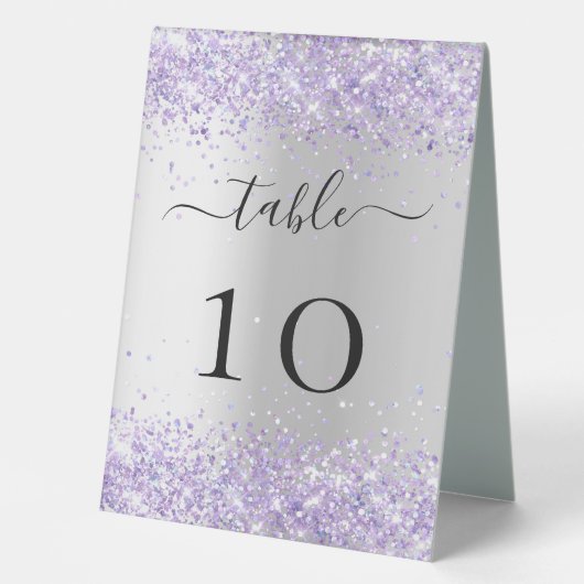 Plaque De Table Numéro de table du mariage de lavande violet argen (Recto)